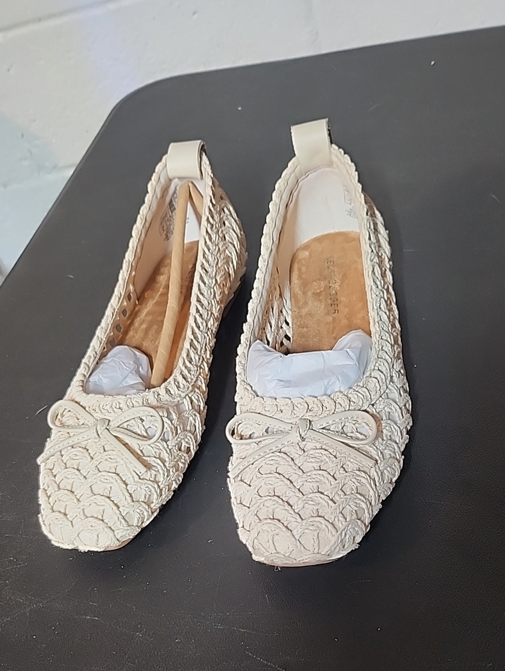 Freya Women’s Cream Braided Ballet Flats with Bow